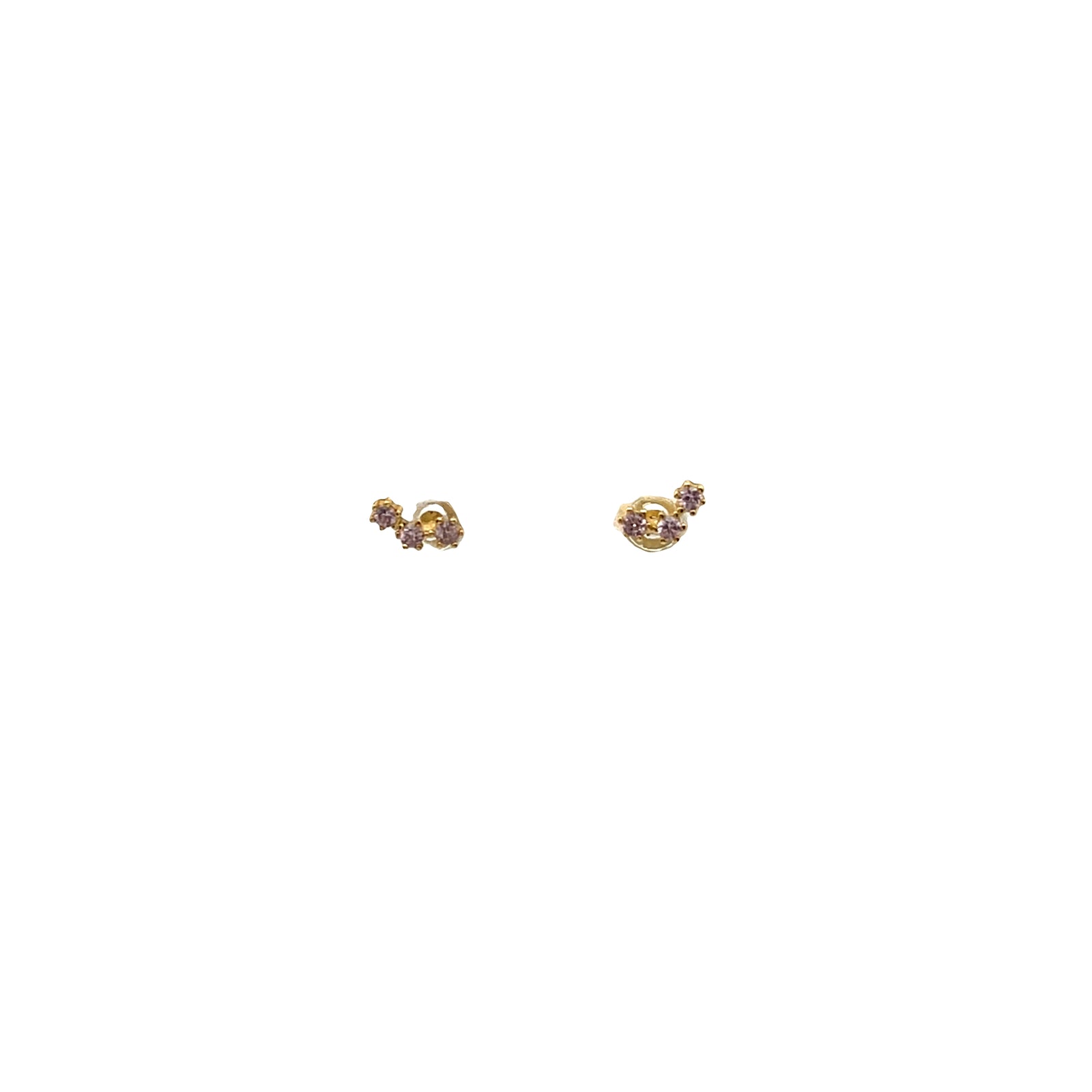 3 Stone Glitter Stud Earrings