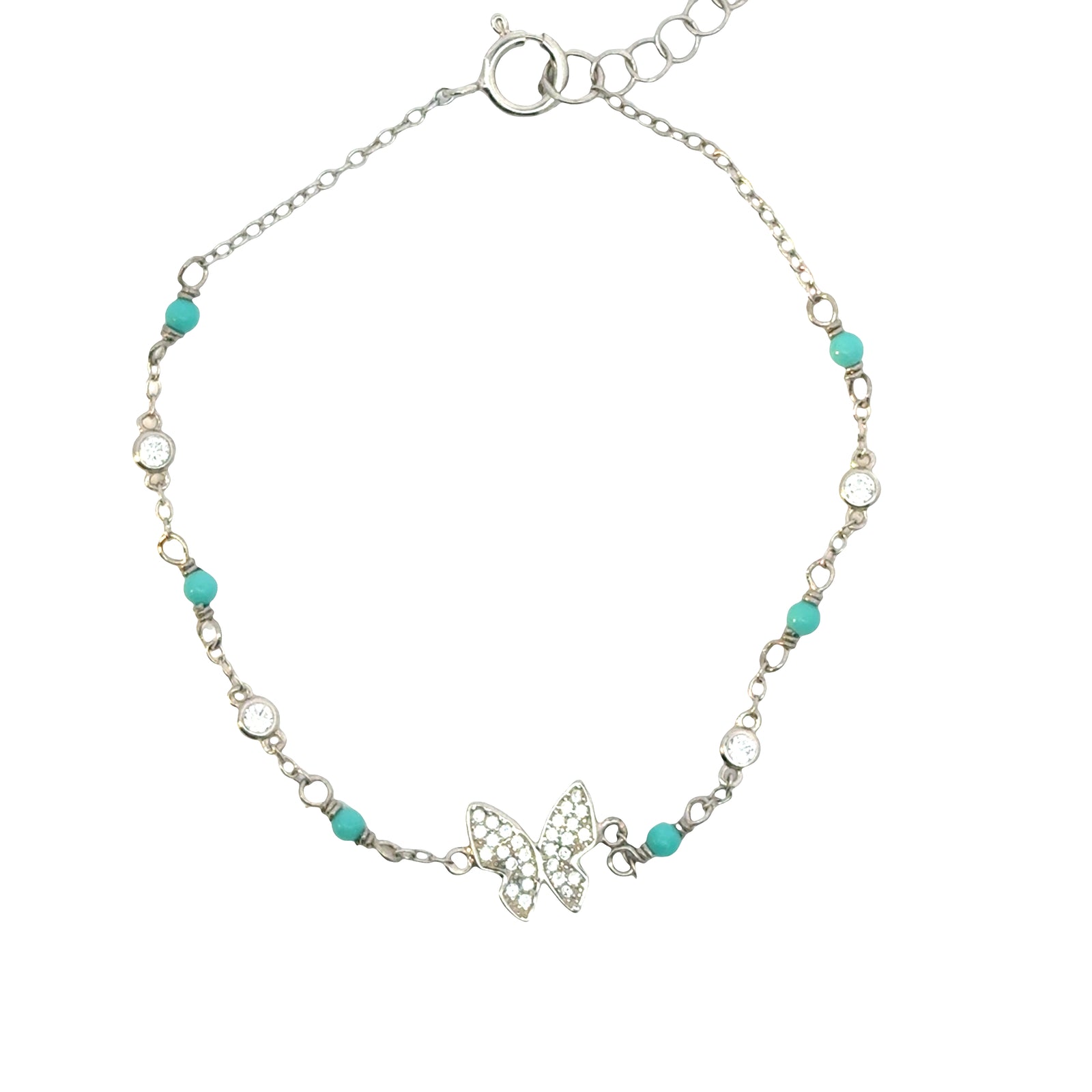 Sterling Silver Butterfly with Enamel Bracelet