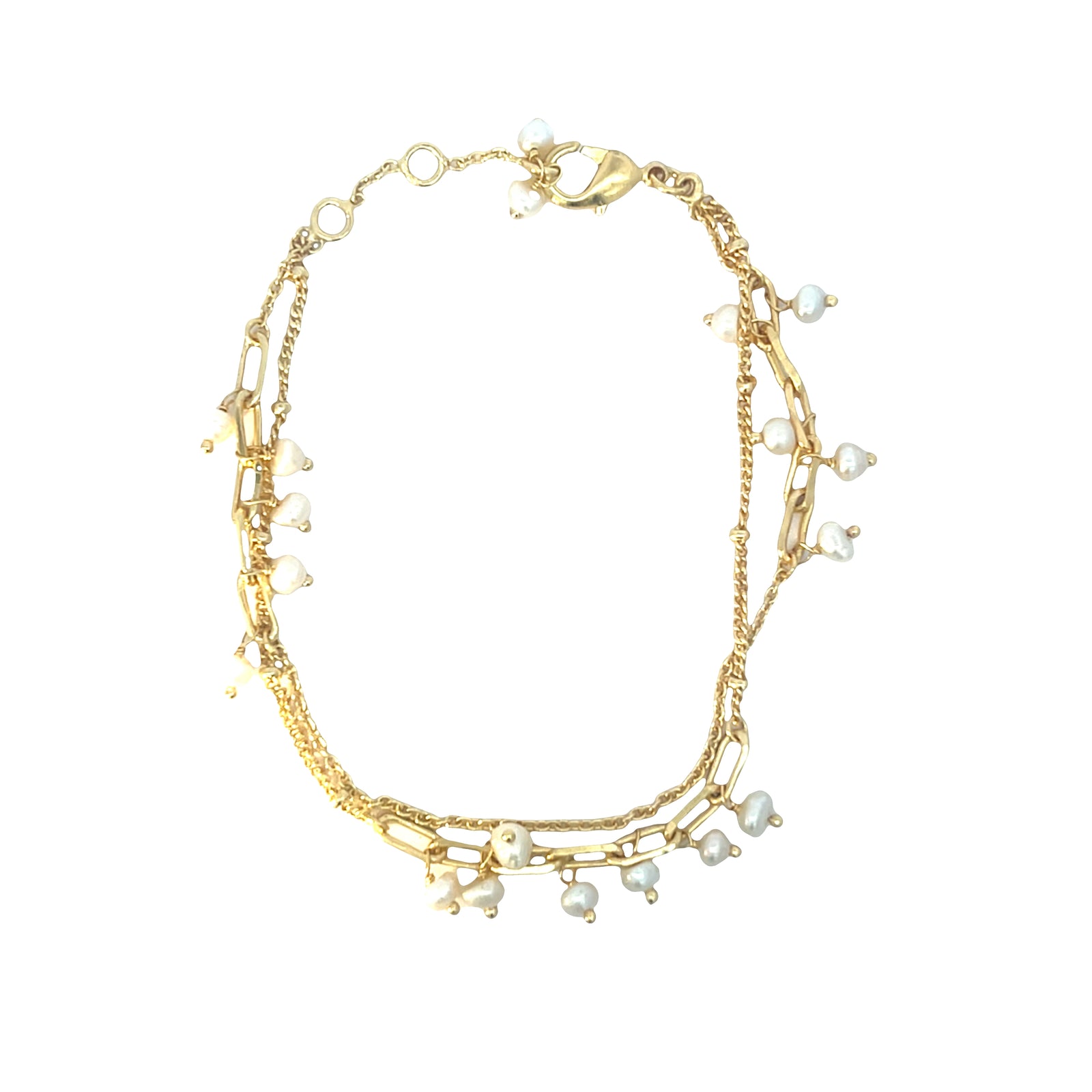 Luminous pearls of wisdom charm two strand bracelet