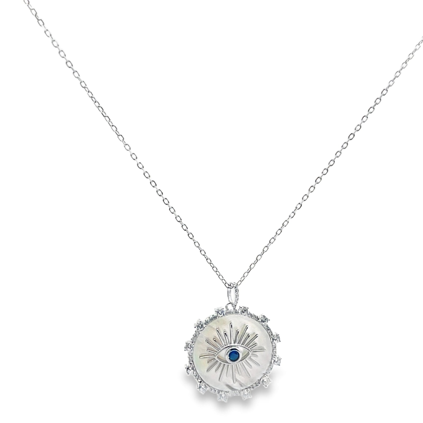 Evil Eye Mother of Pearl Necklace | Pearls of Wisdom | 925 Sterling Silver | Gold Plating
