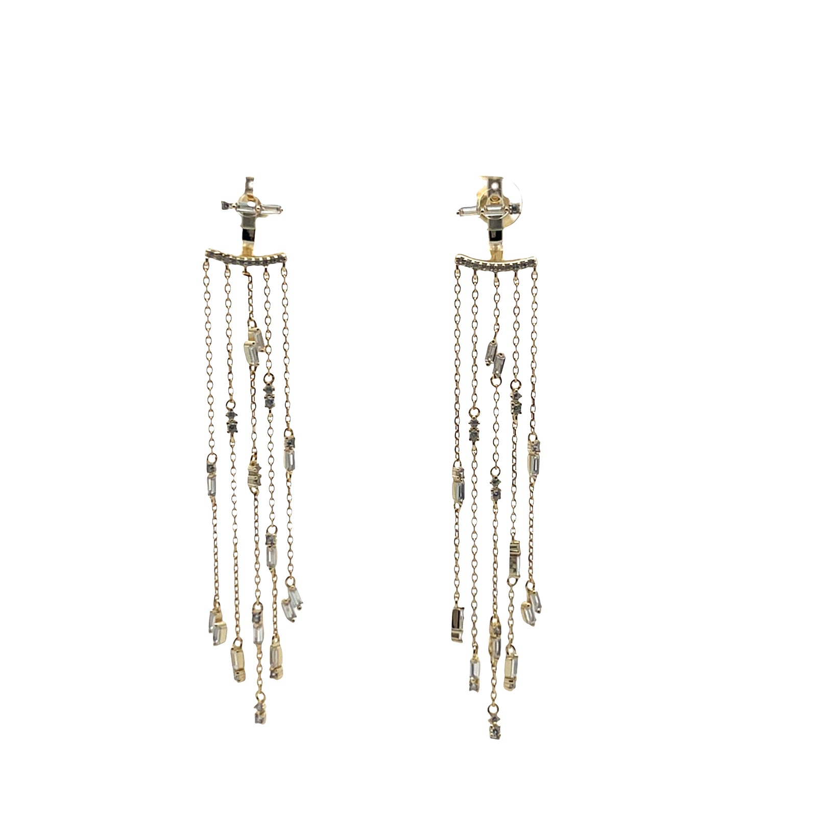 Celestial Radiance Baguette Chandelier Ear Jacket Earring