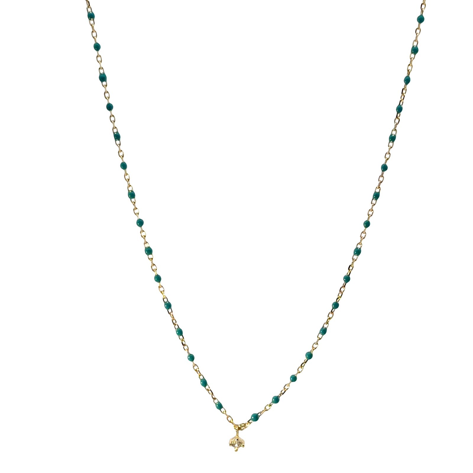 Delicate Stone Enamel Necklace
