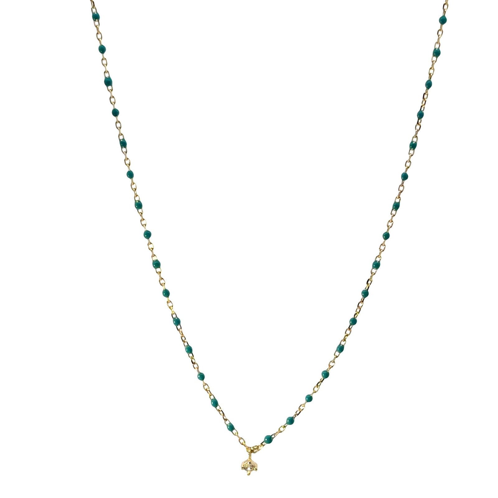 Delicate Enamel & Single-Stone Pendant NecklaceNecklace