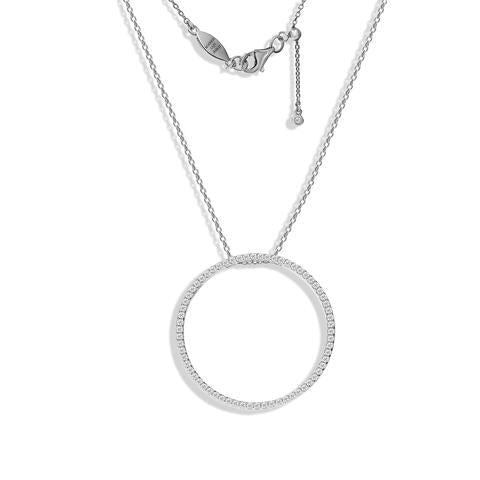 Equilibrium CZ Circle Necklace Adjustable Sterling SilverNecklace