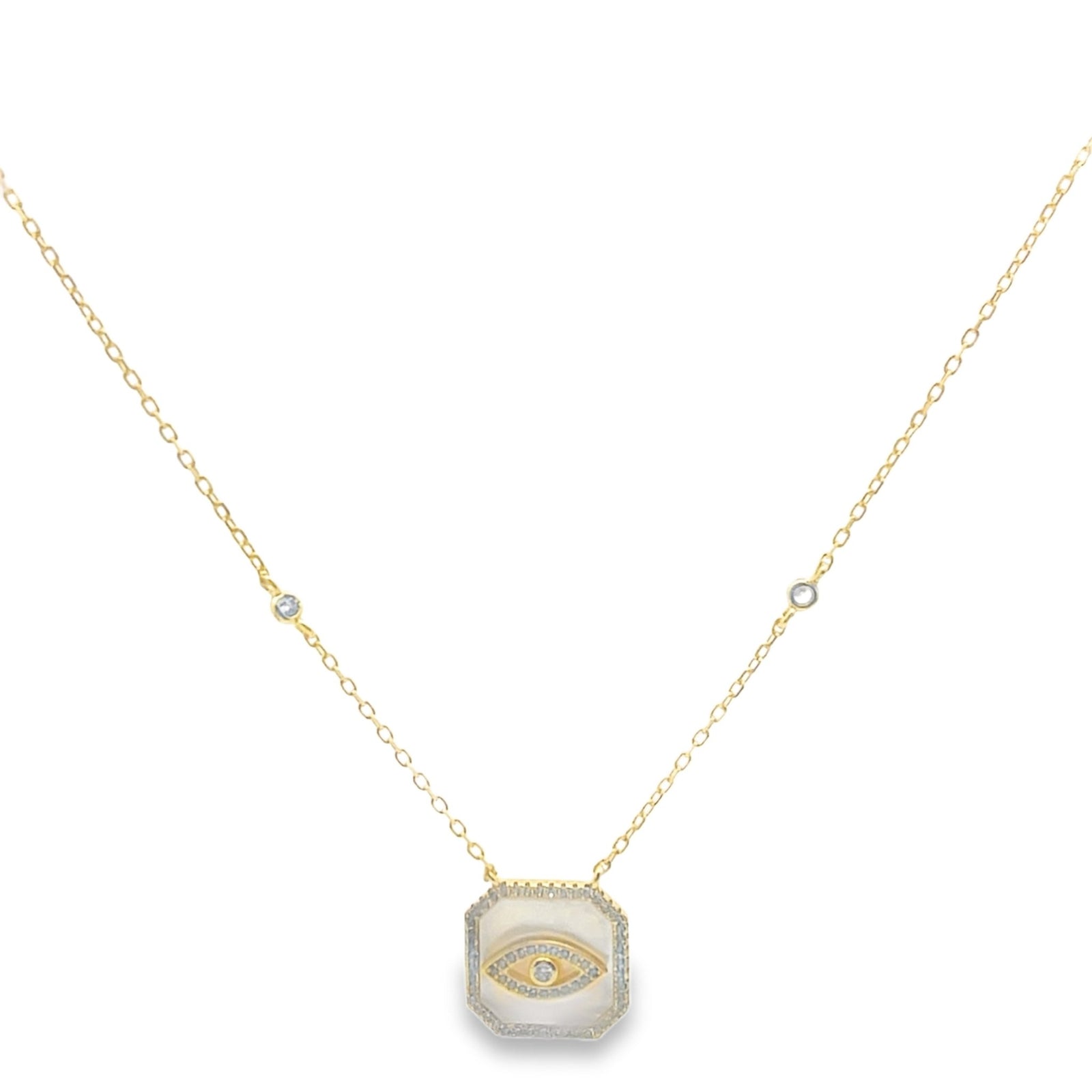 Evil Eye Square Pendant Necklace Sterling SilverNecklace