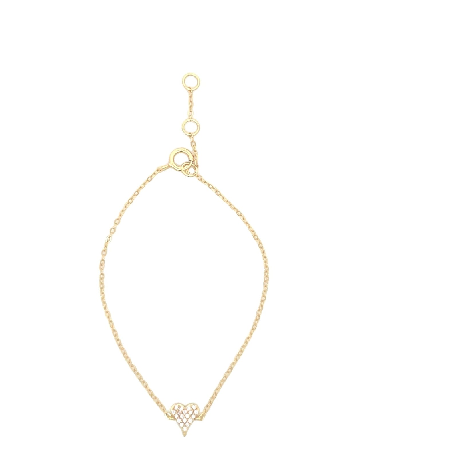 Gold Pavé Heart Bracelet – Dainty CZ Minimalist ChainBracelets