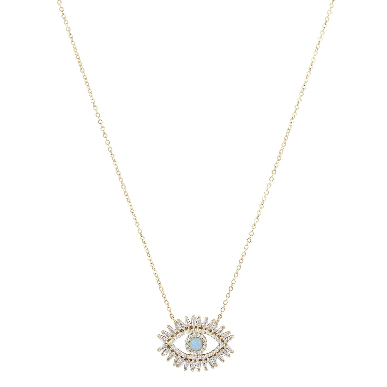 Large Baguette Evil Eye Protection NecklaceNecklace