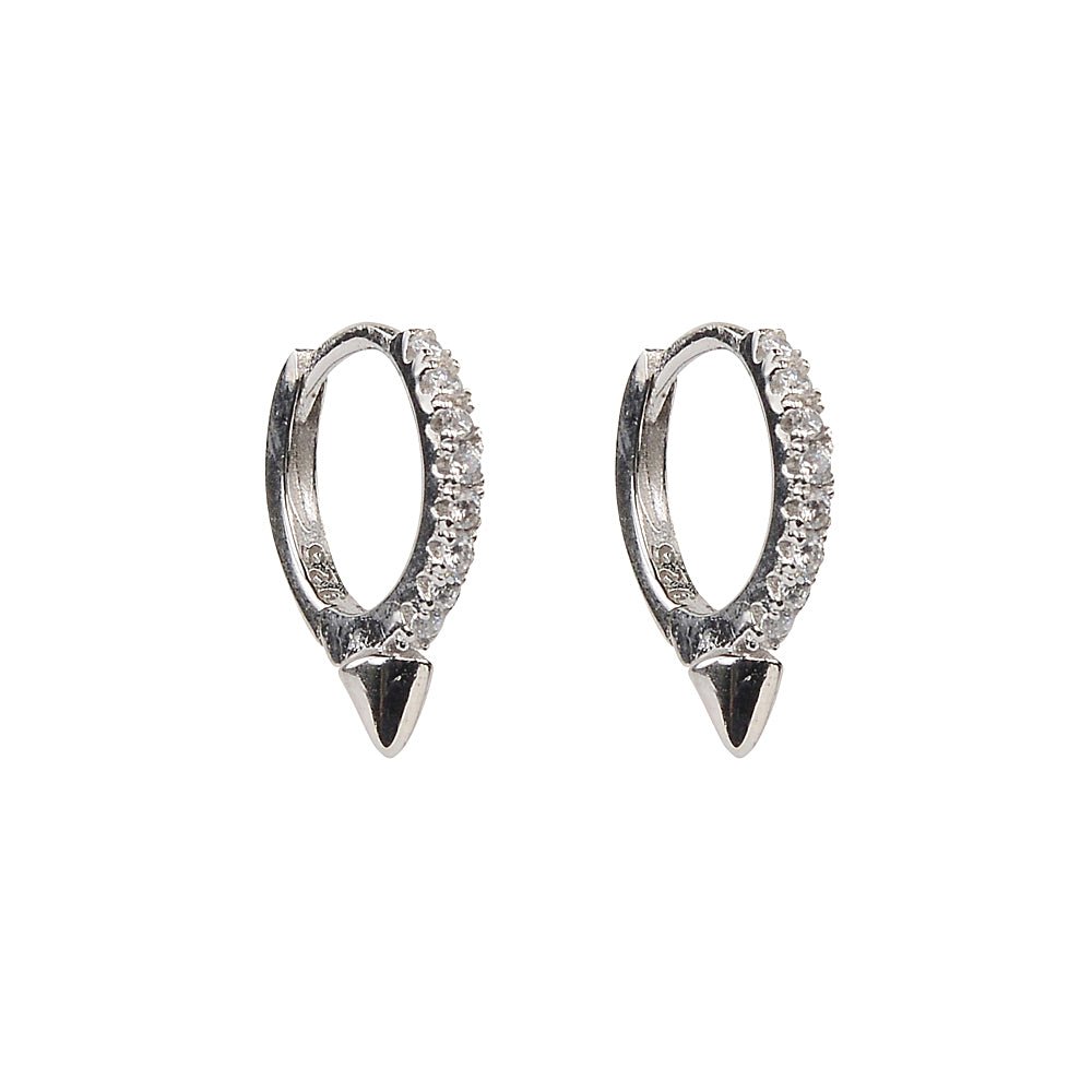 Sacred Triangle Spike Huggie Earrings — Silver & Black RhodiumEarrings
