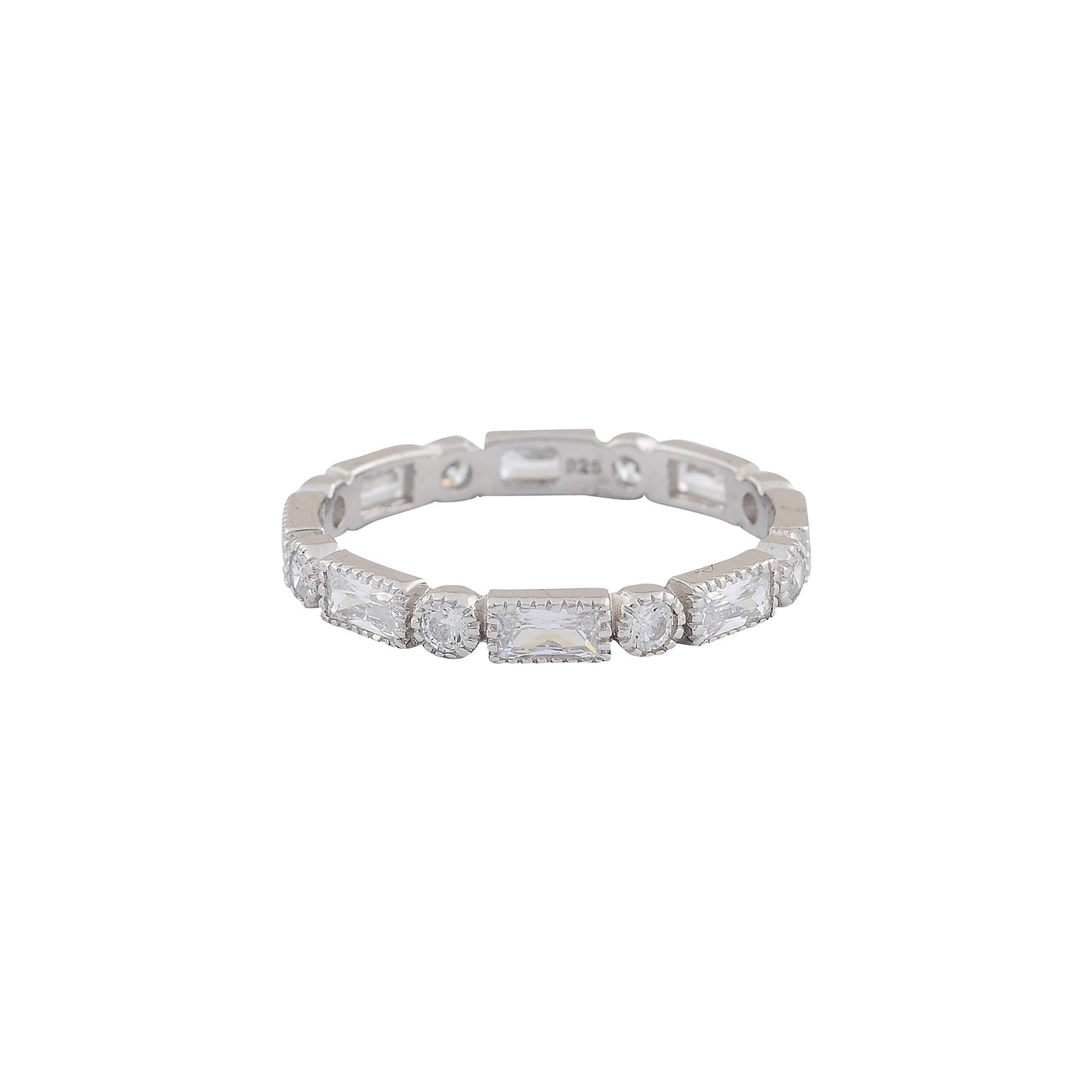 Sterling Silver Alternating CZ Eternity BandRings