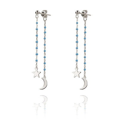 Stirling Silver Products Shine your light all day and night moon and star earrings