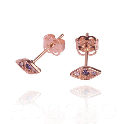 Solid gold good luck and protection stud earrings