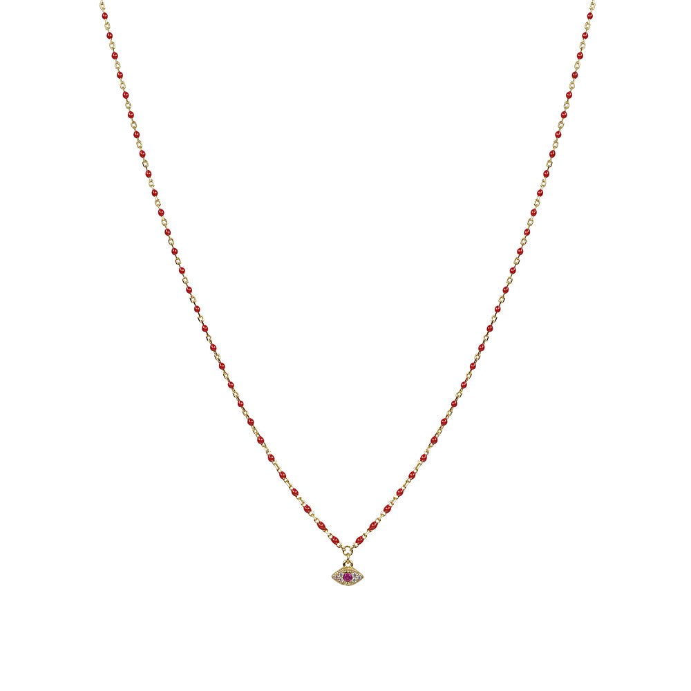 Evil Eye Beaded Necklace Gold Plated — Good Luck ProtectionNecklace