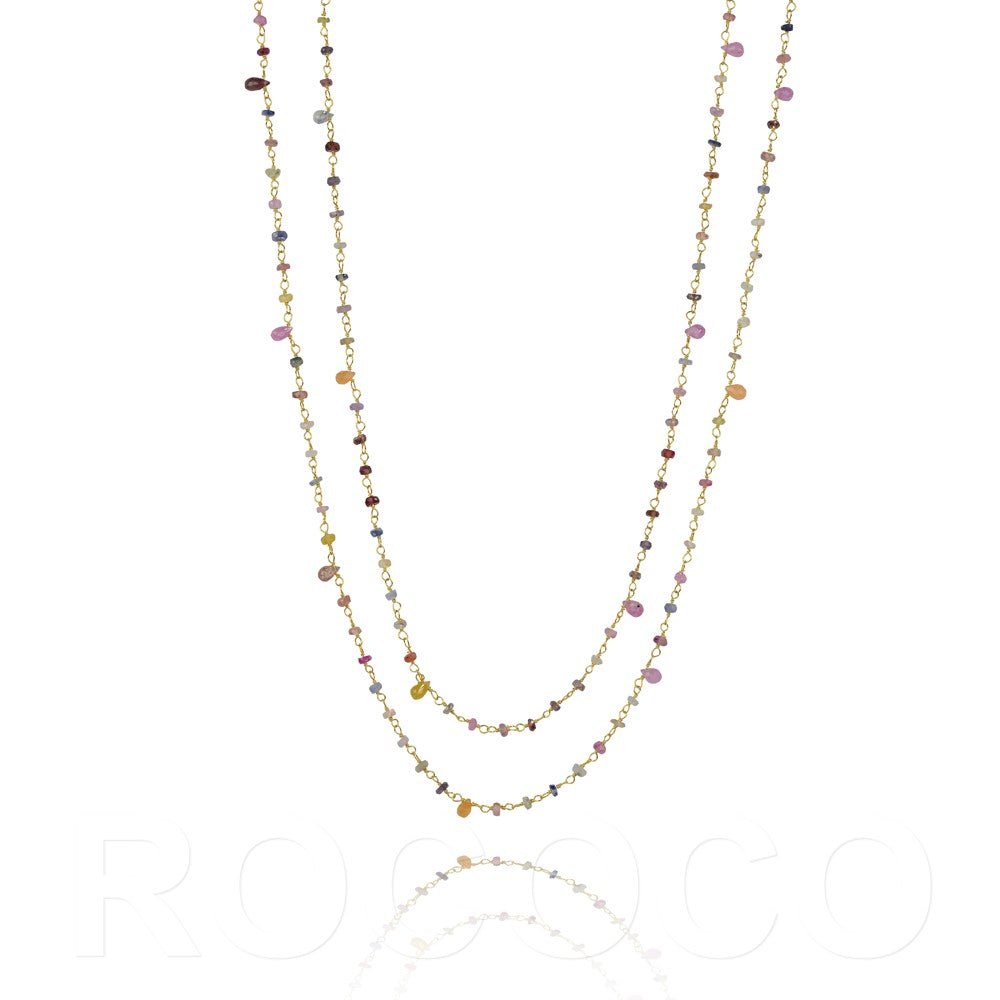 Long saphire Multi coloured chakra necklaceNecklace