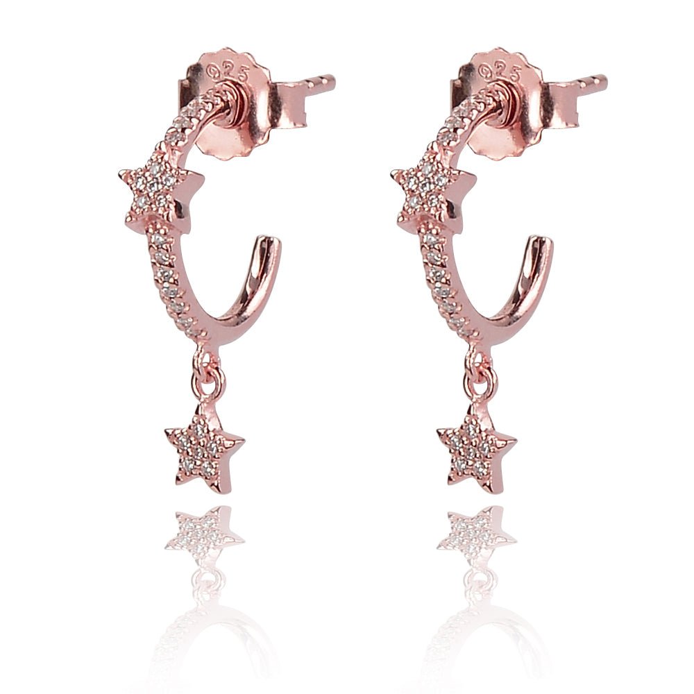Star Hoop Earrings Sterling Silver with CZ StonesEarrings