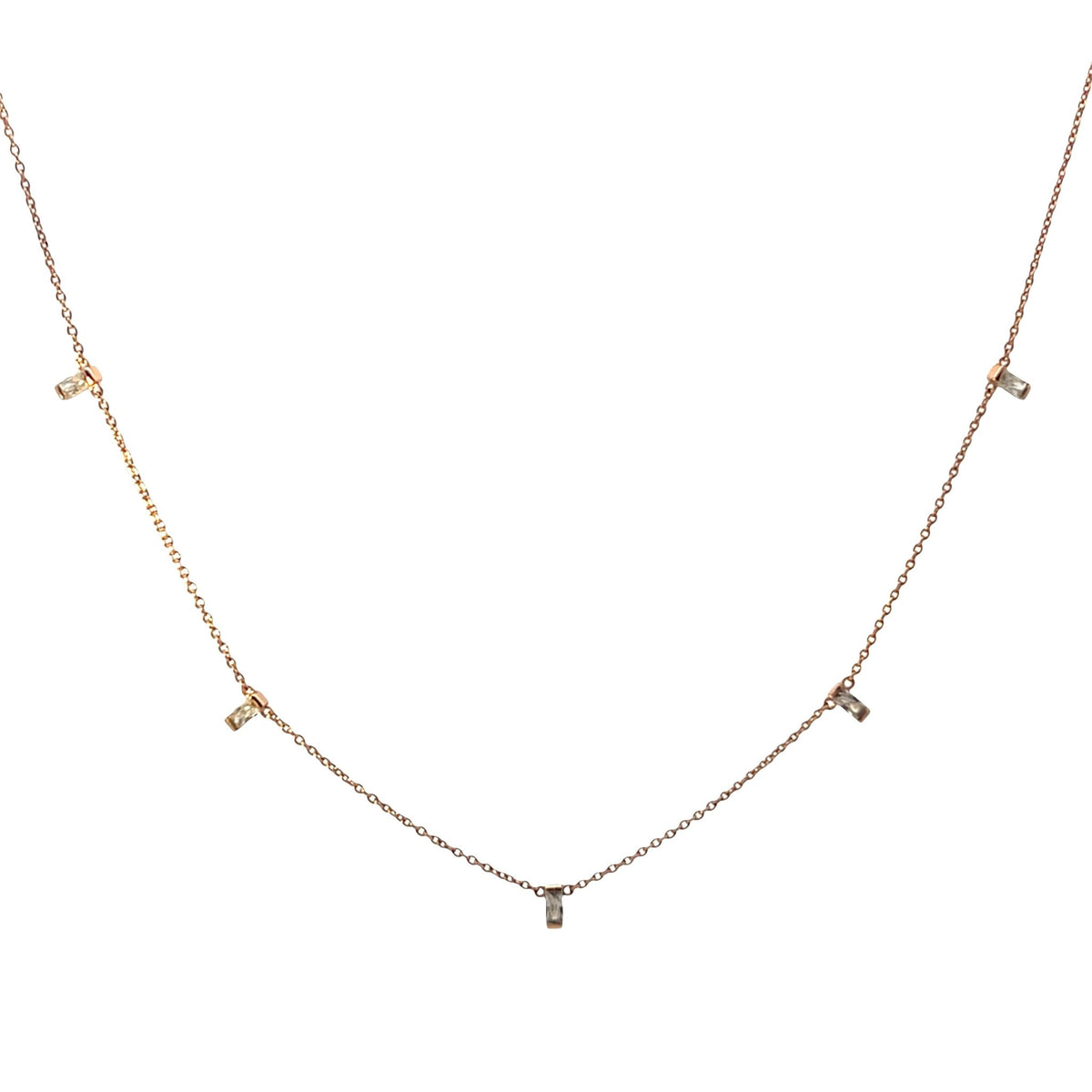 5 stone Baguette drop necklaceNecklace