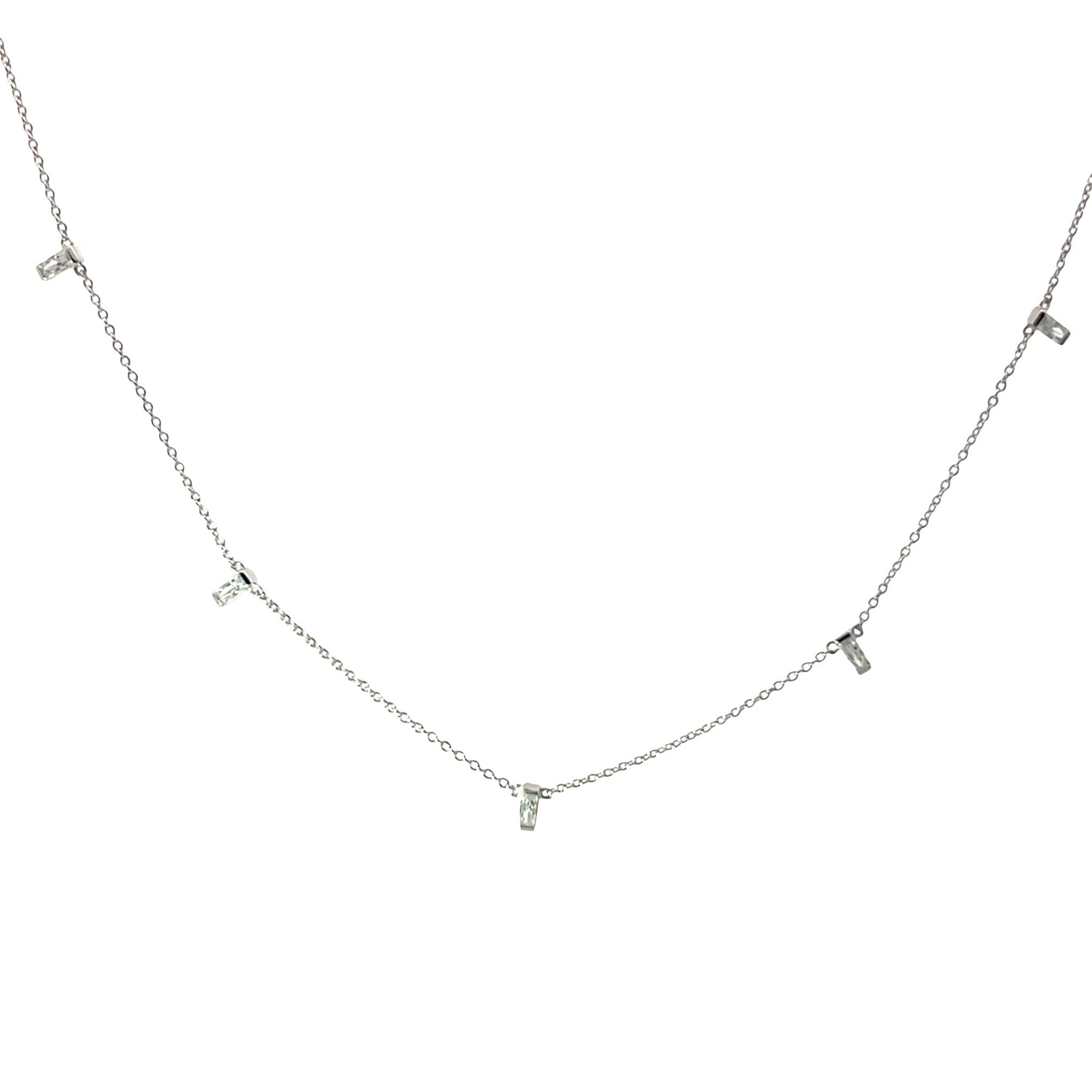 5 stone Baguette drop necklaceNecklace