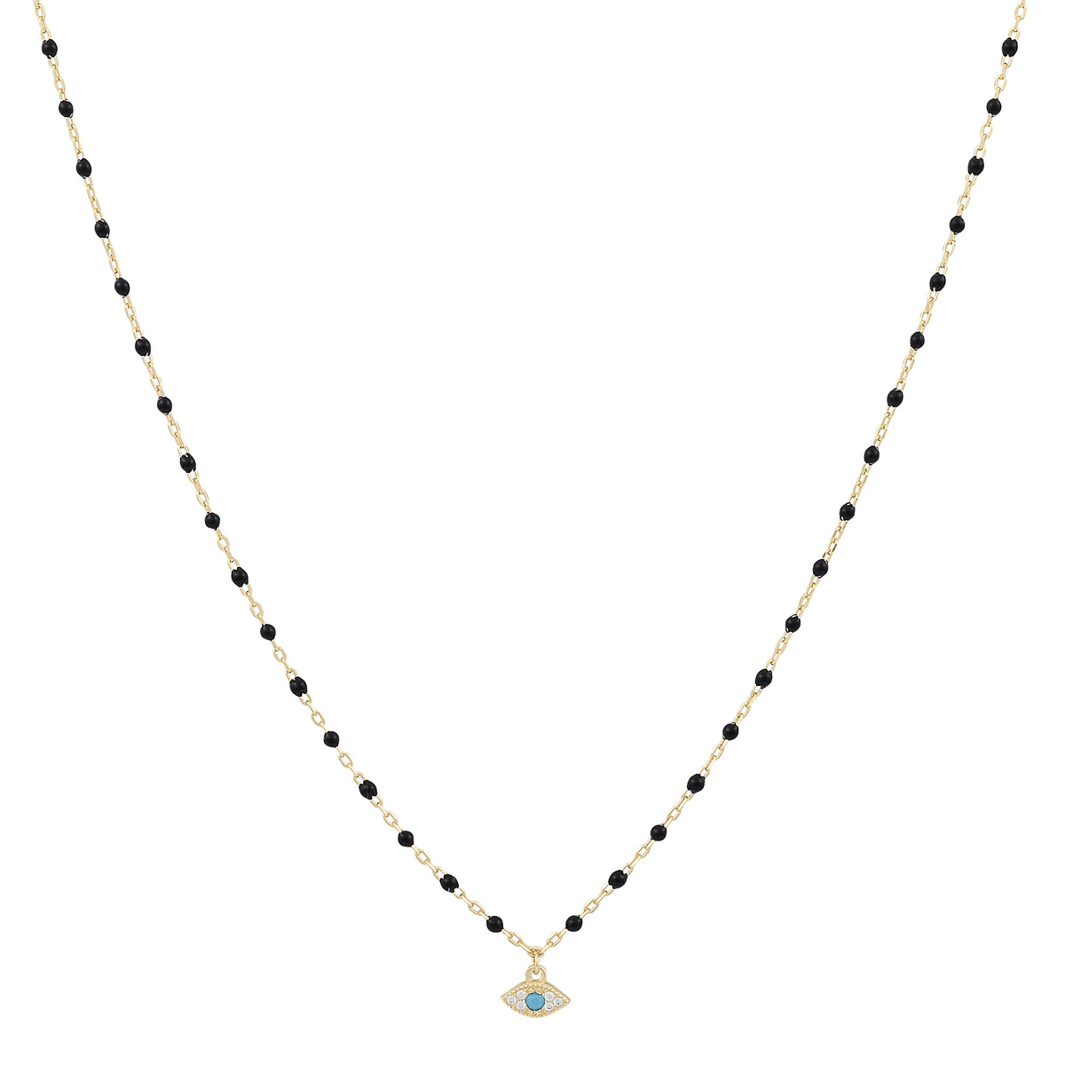 Evil Eye Beaded Necklace Gold Plated — Good Luck Protection