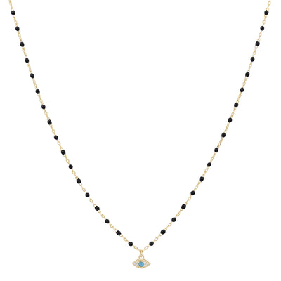 Evil Eye Beaded Necklace Gold Plated — Good Luck Protection