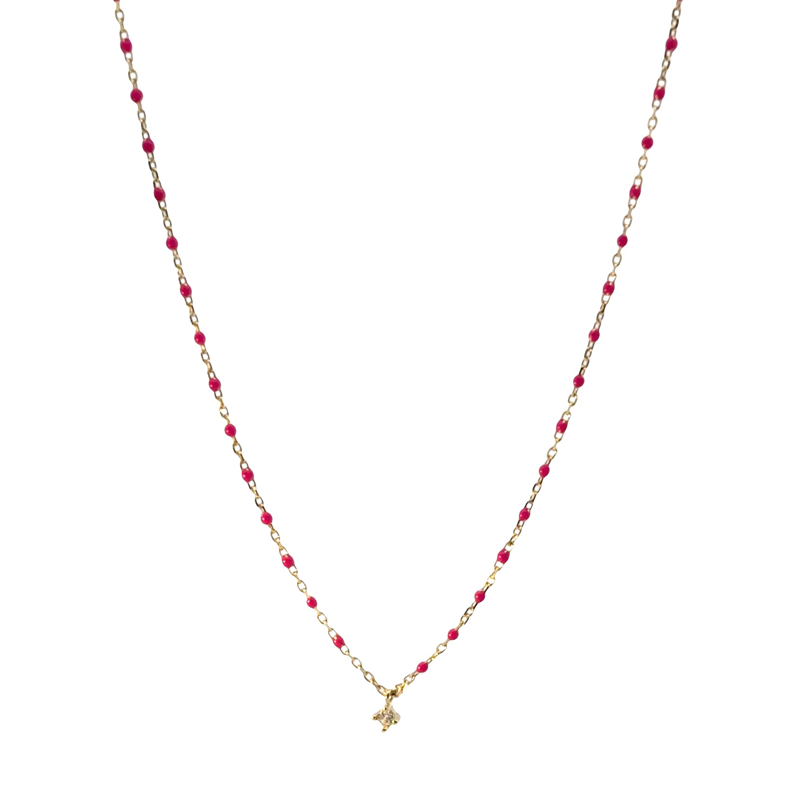 Delicate Stone Enamel Necklace