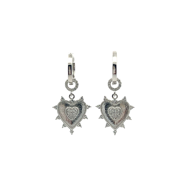 Sacred Heart Drop Earrings Sterling Silver — Love & Faith