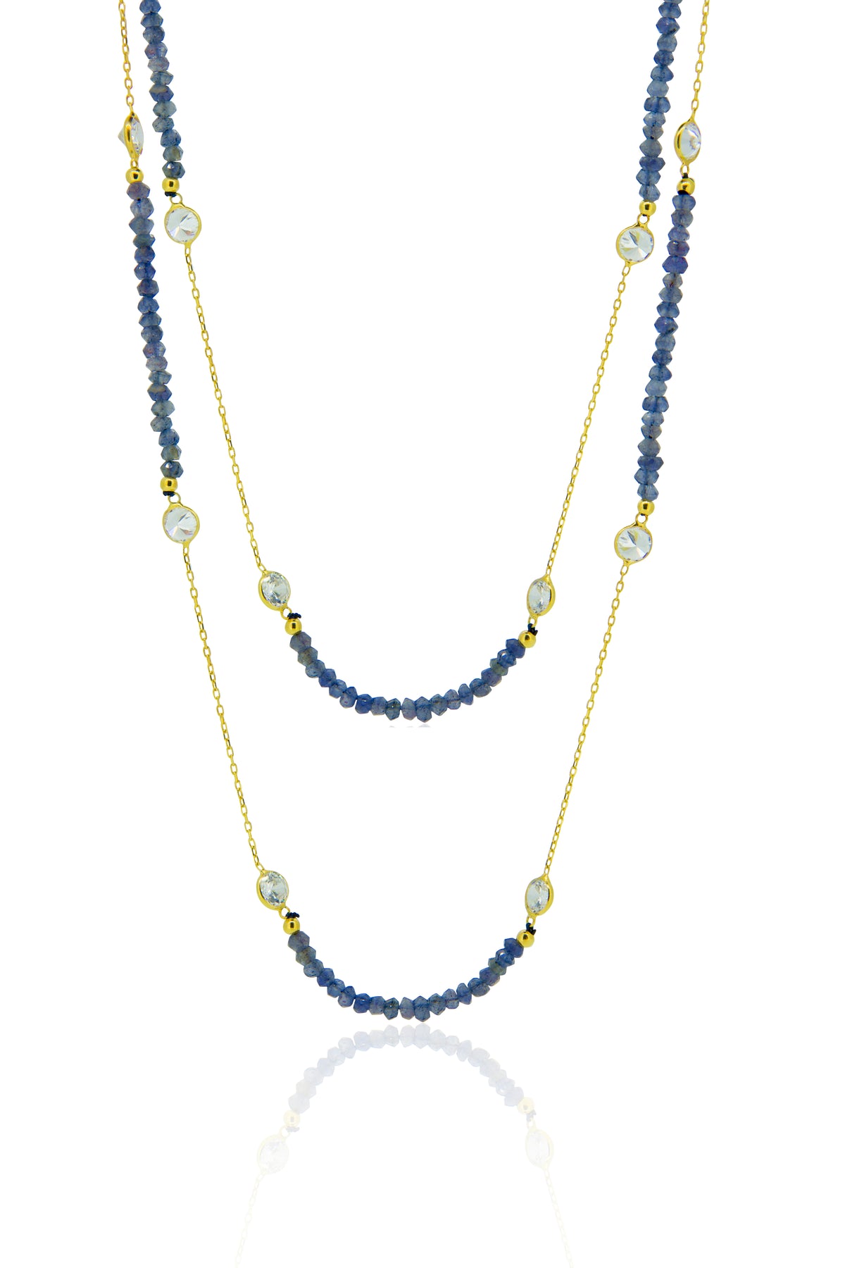 Sapphire and Diamond by the Meter Long Necklace