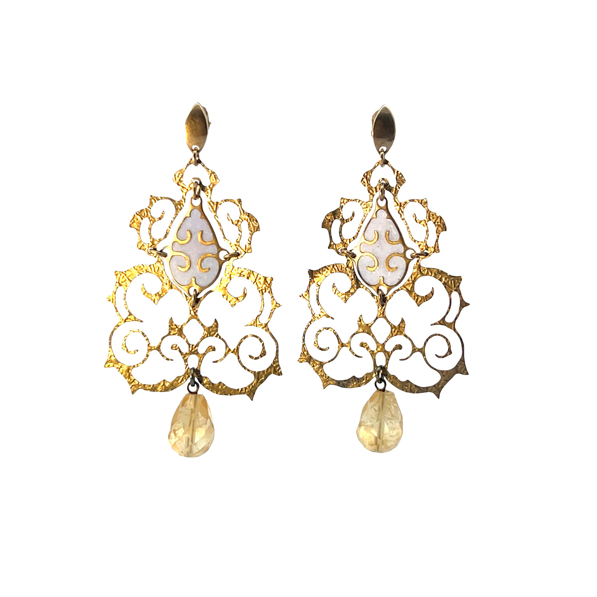 Filigree Citrine drop earrings