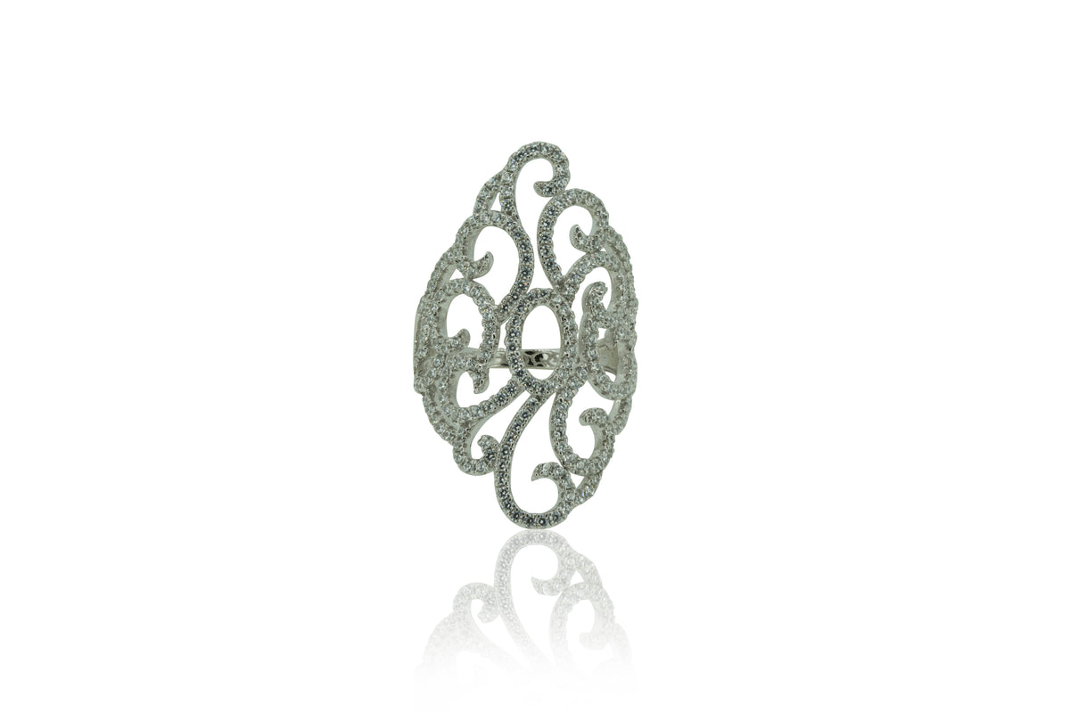Filigree flower large ring