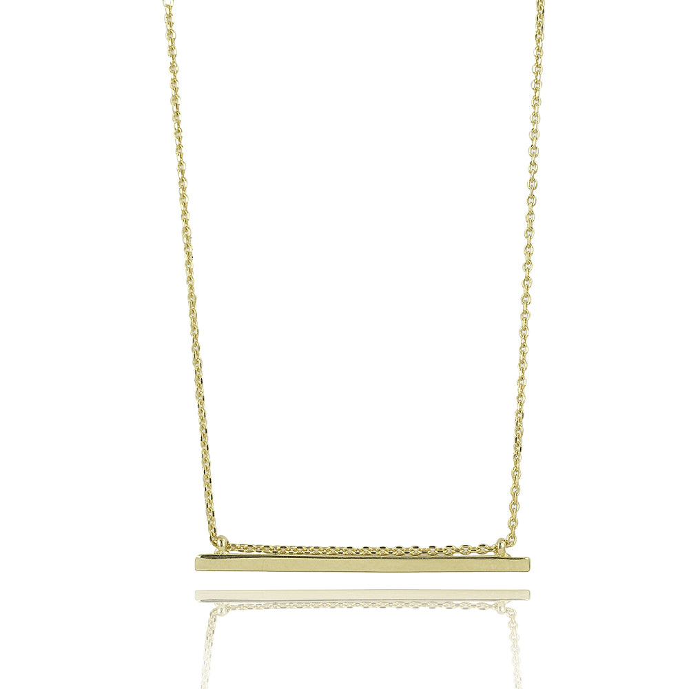 Thick classic solid Bar balance equilibrium sterling silver 925 necklace