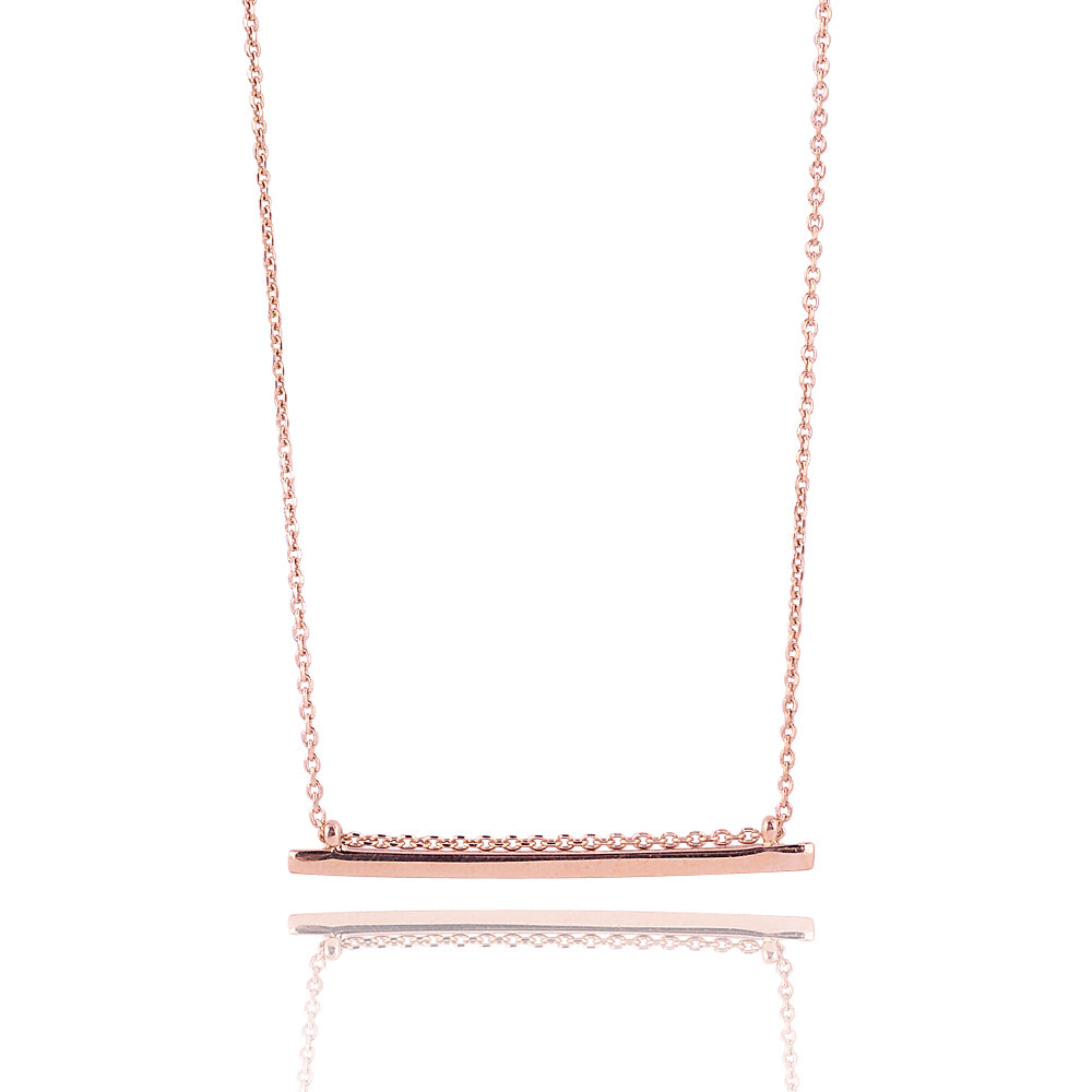 Thick classic solid Bar balance equilibrium sterling silver 925 necklace