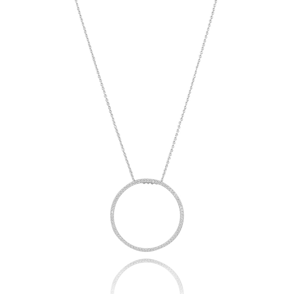 Equilibrium CZ Circle Necklace  Adjustable Sterling Silver