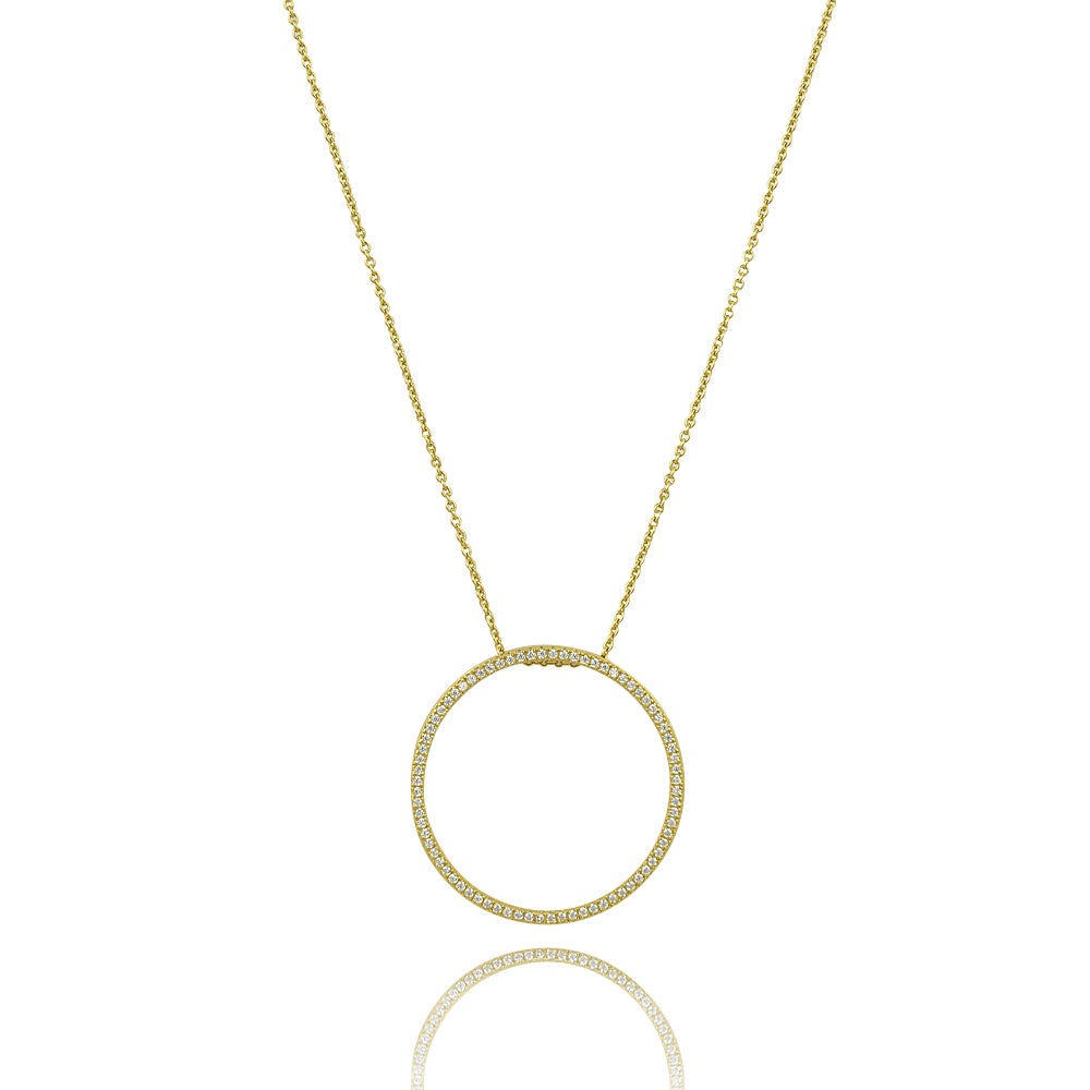 Equilibrium CZ Circle Necklace  Adjustable Sterling Silver
