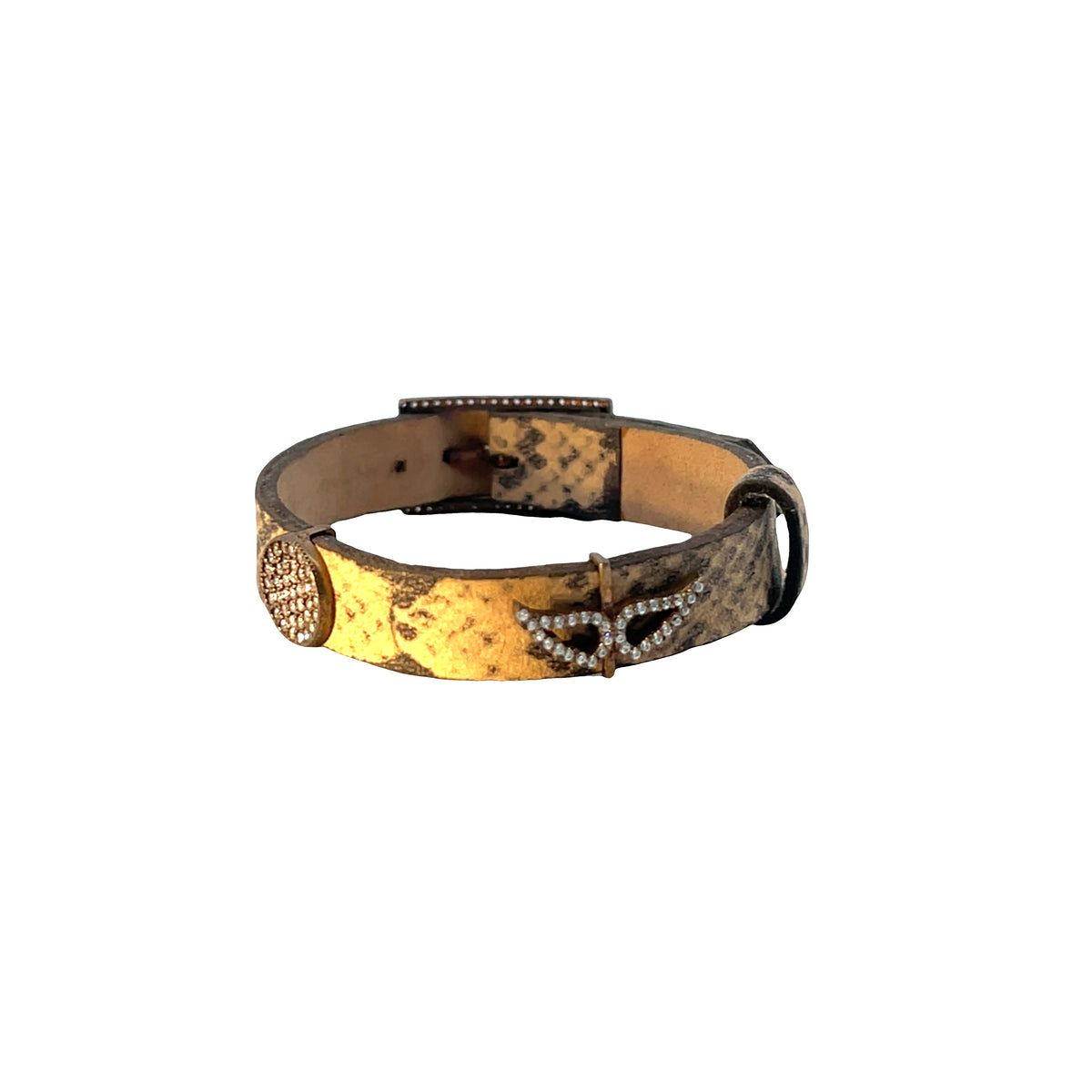 Leather angel wing snakes skin bracelet