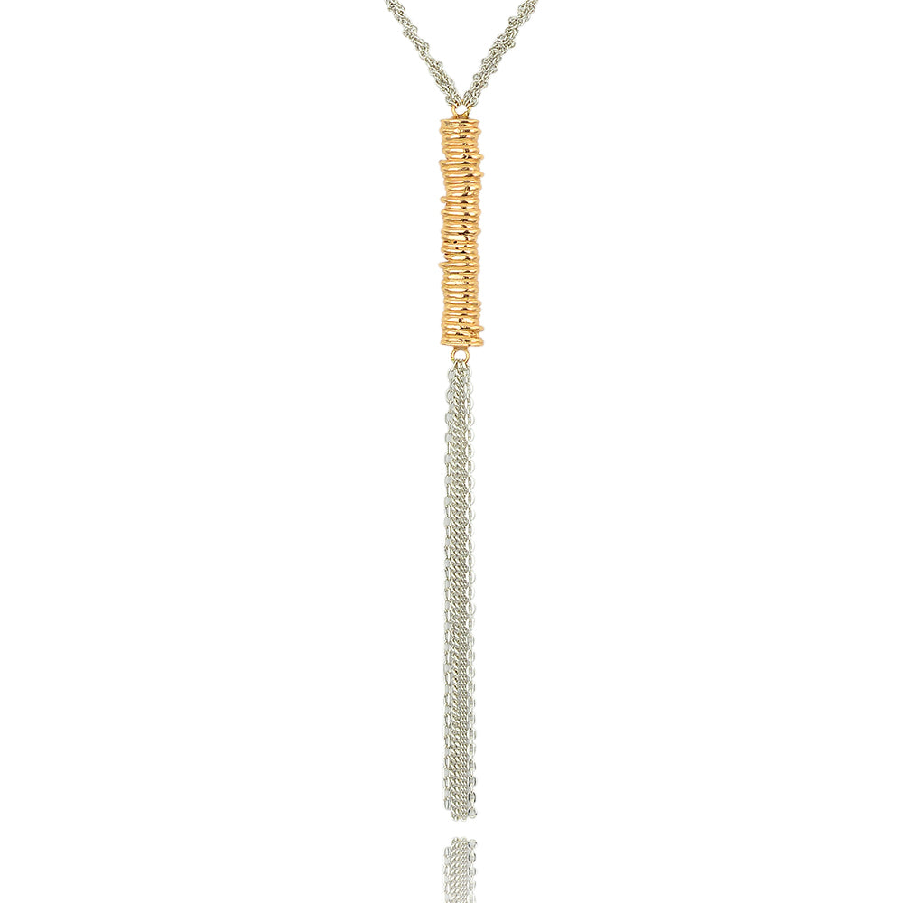Bar Balance equilibrium Tassel Y shape sterling silver 925 necklace