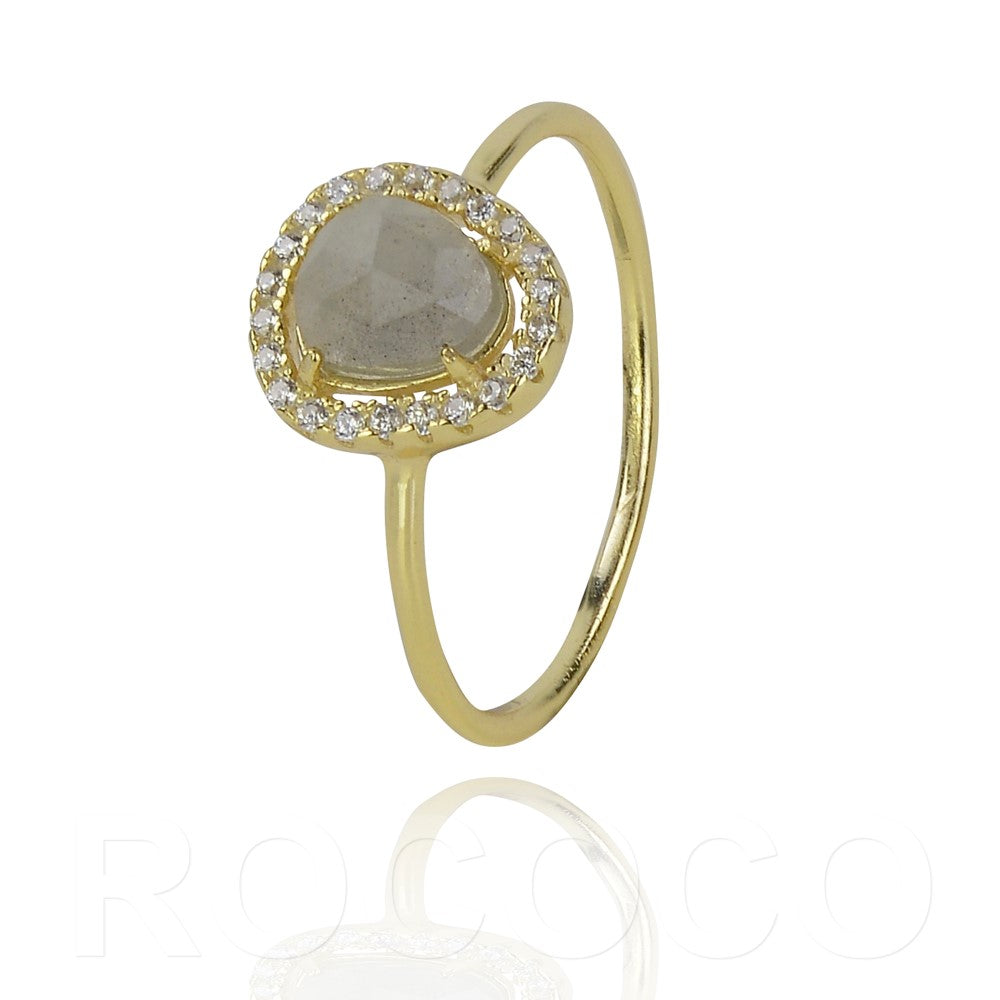Labradorite classic cz ring