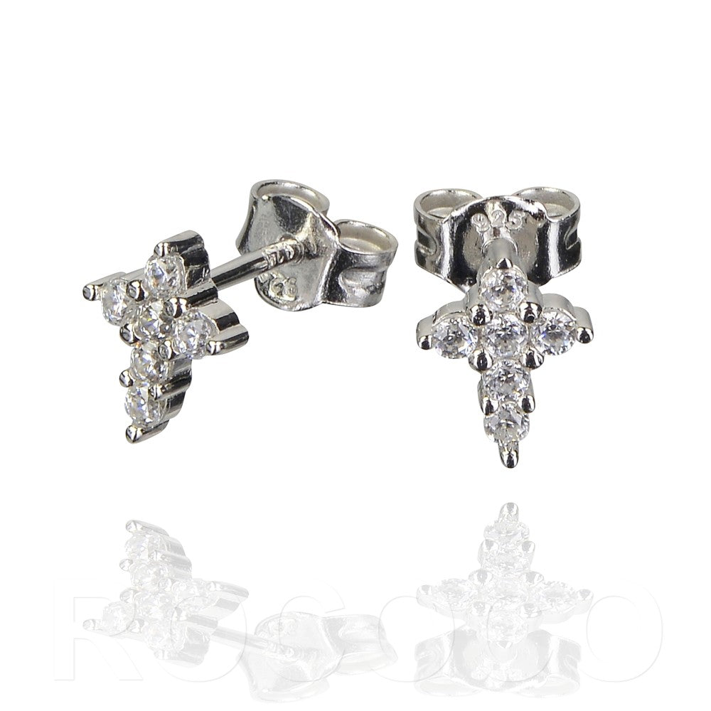 Dainty cross studs sterling silver 925