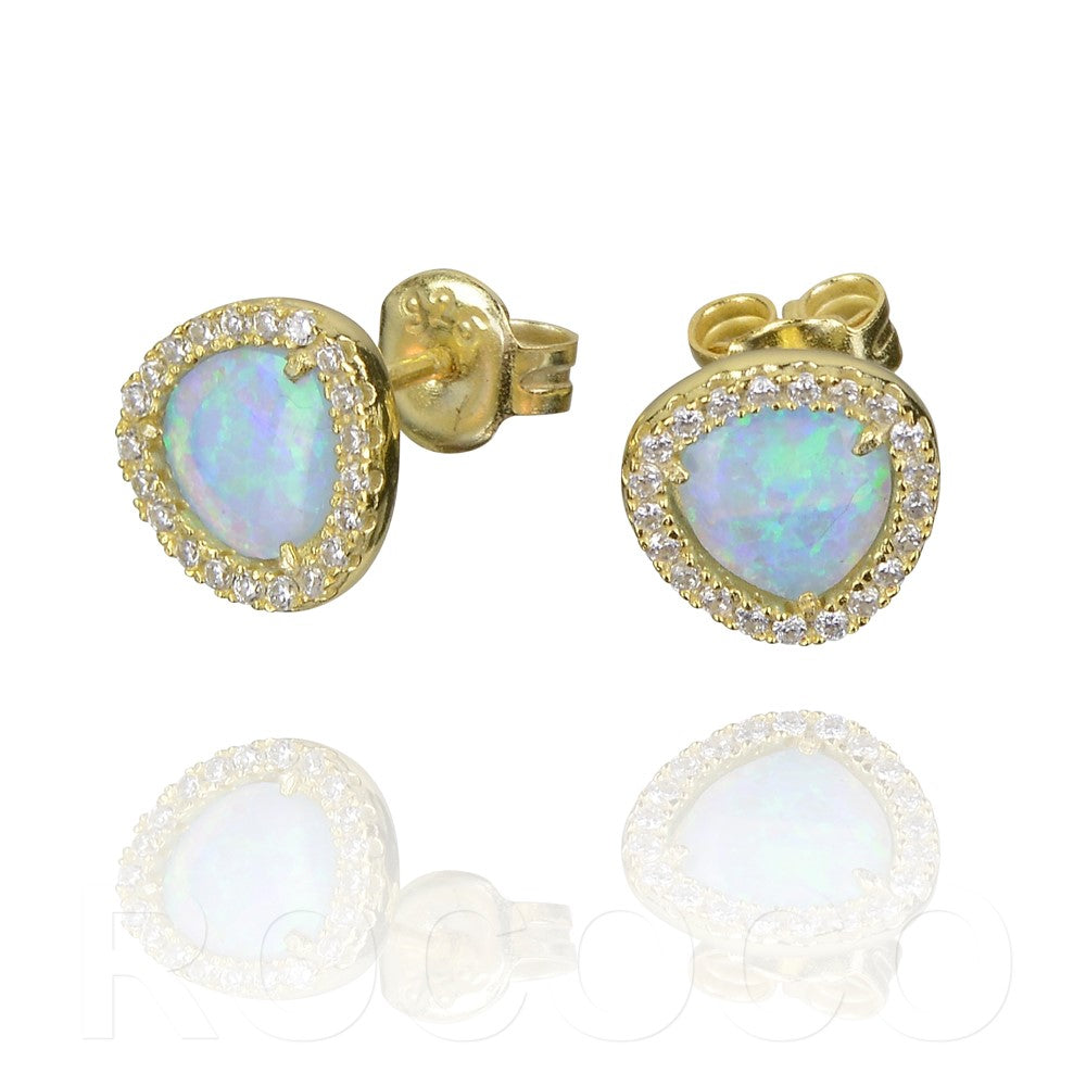 Opalaite round cz earrings