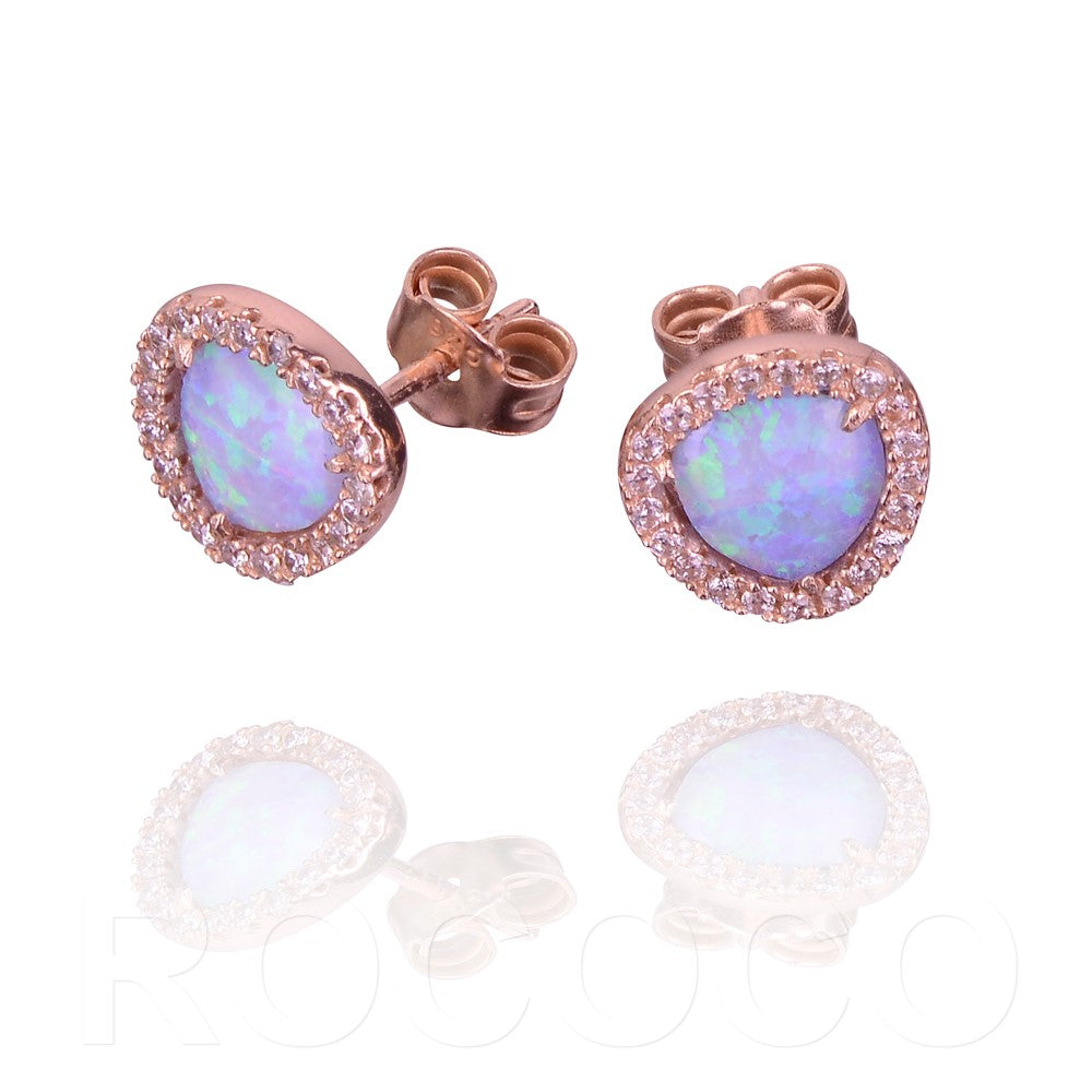 Opalaite round cz earrings