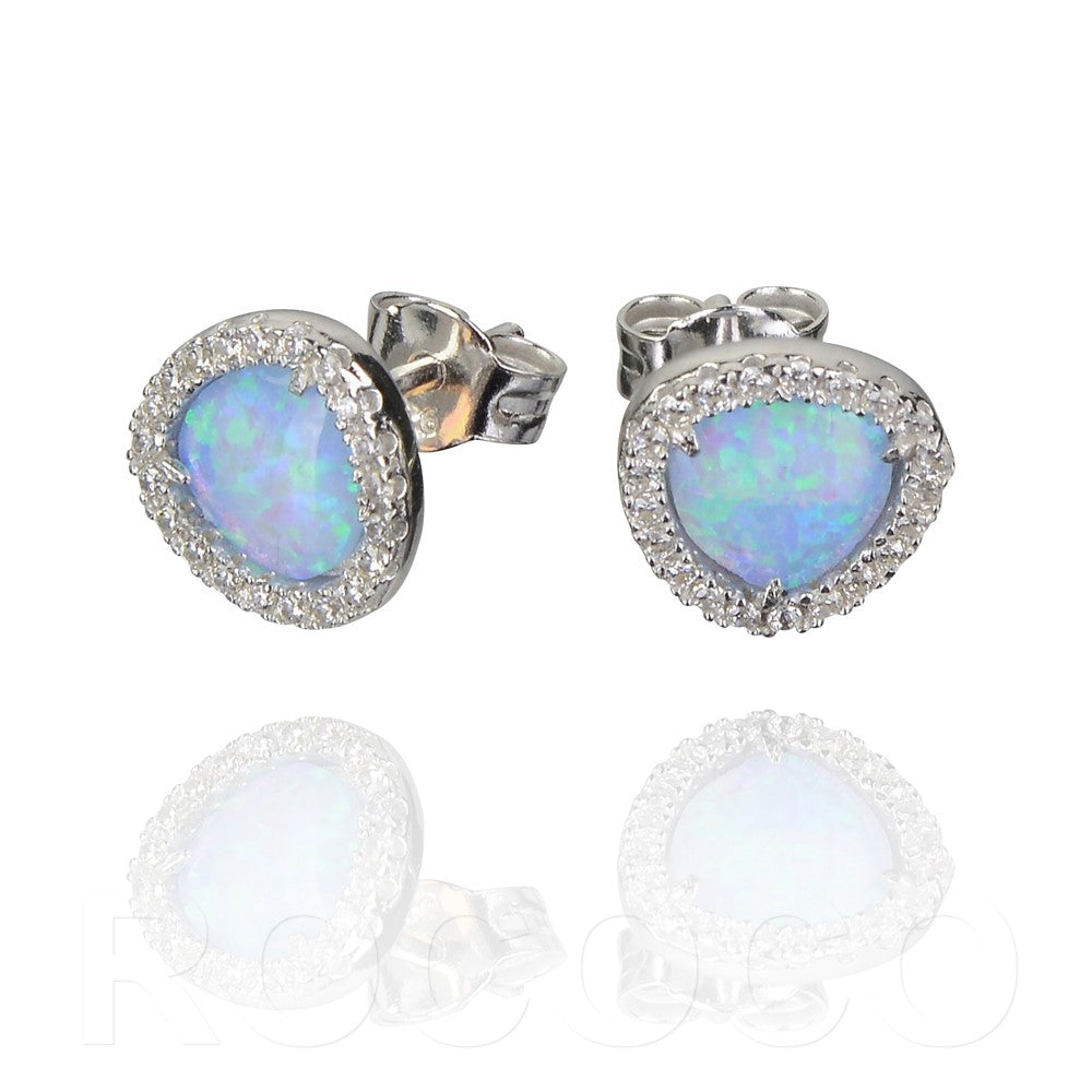 Opalaite round cz earrings