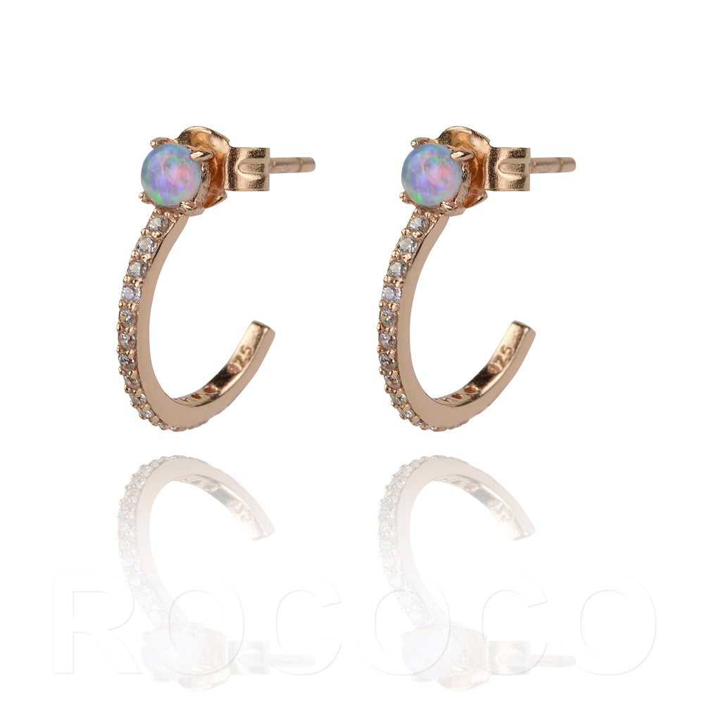 Classic small cz hoop with round stone on the top