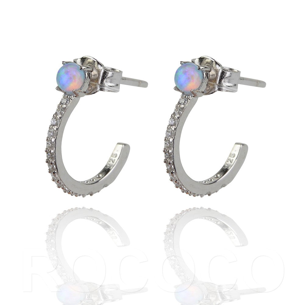 Classic small cz hoop with round stone on the top