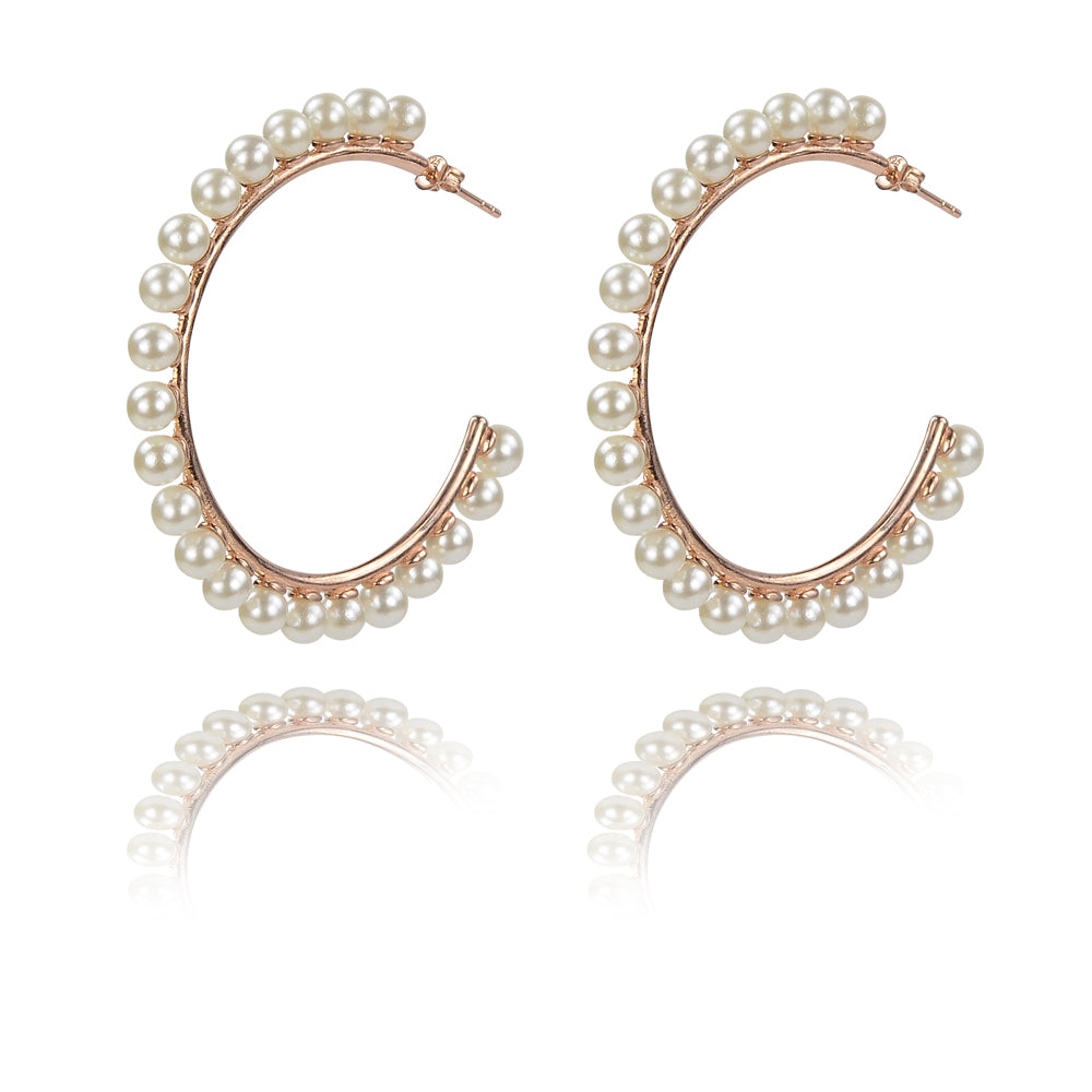 Large Hoop and pearl earrings