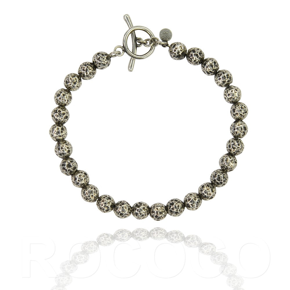 Hammered beaded  Italian Fob bracelet