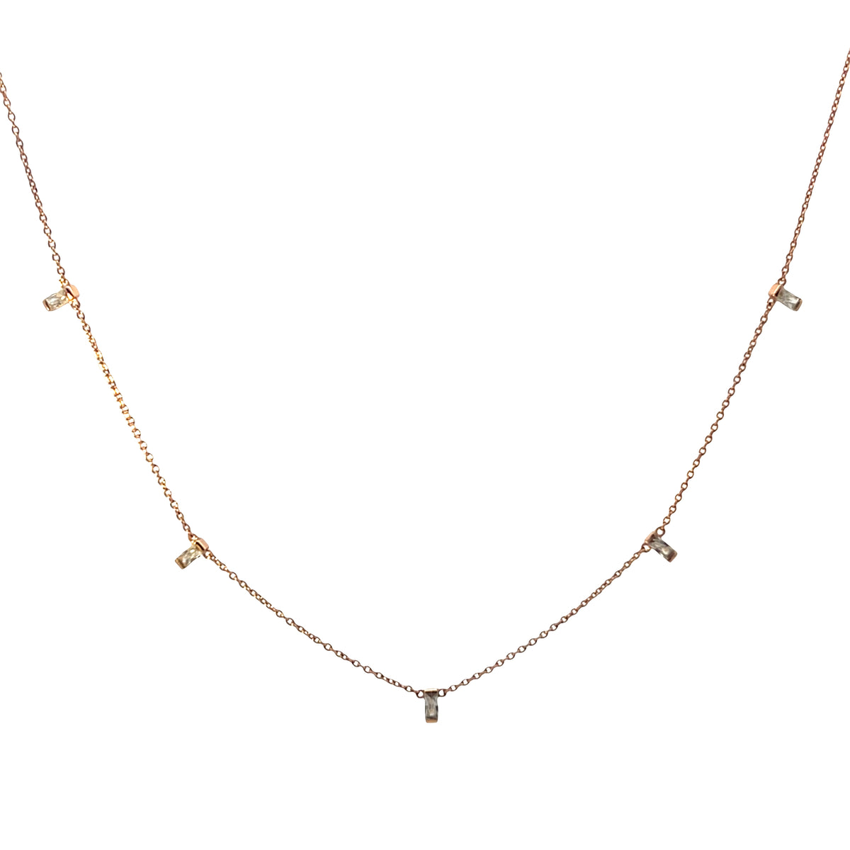 5 stone Baguette drop necklace