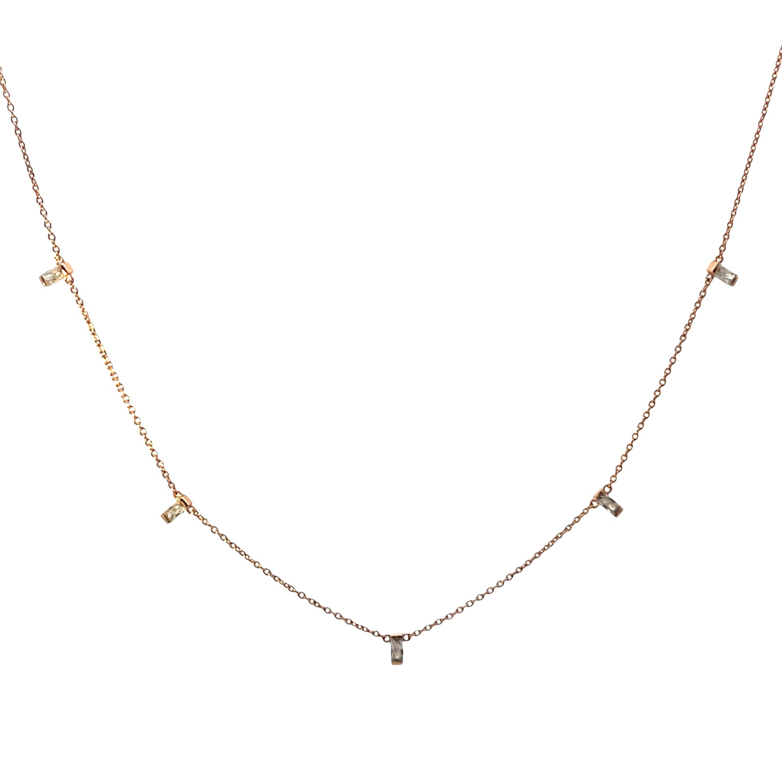 5 stone Baguette drop necklace