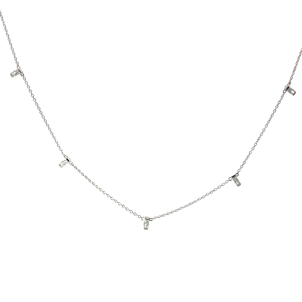 5 stone Baguette drop necklace