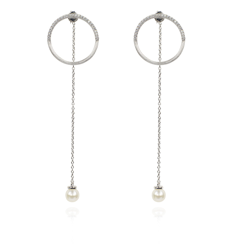 Karma Circle &amp; Pearl Drop Earrings | Pearls of Wisdom | 925 Sterling Silver | Gold &amp; Rose Gold Plating