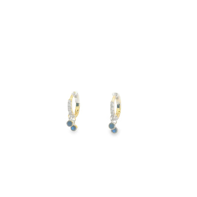 Two stone glitter drop huggies earrings