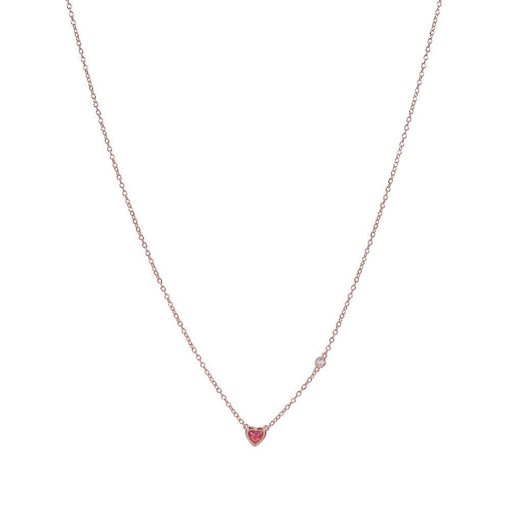 Red opalite love heart necklace sterlng silver 925