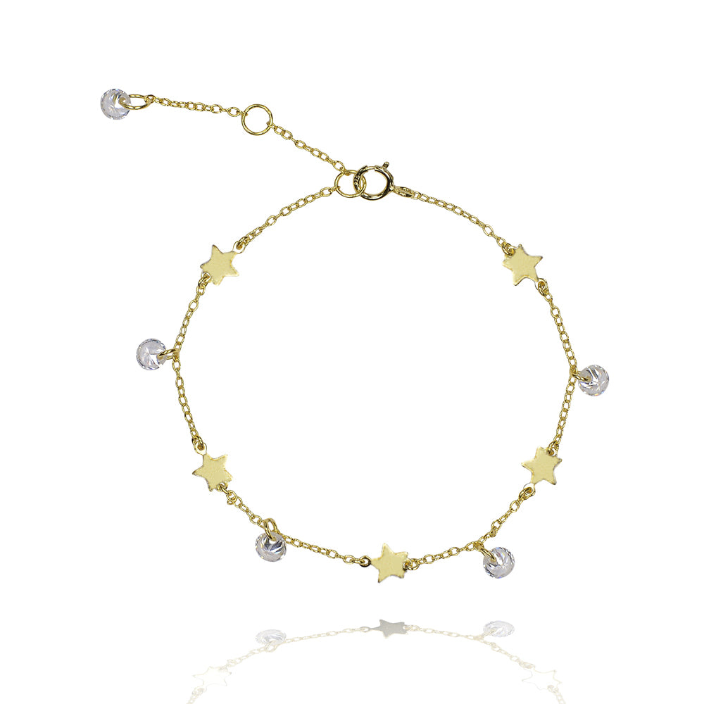 Dainty Star and non encased drop cz Bracelet sterling silver 925