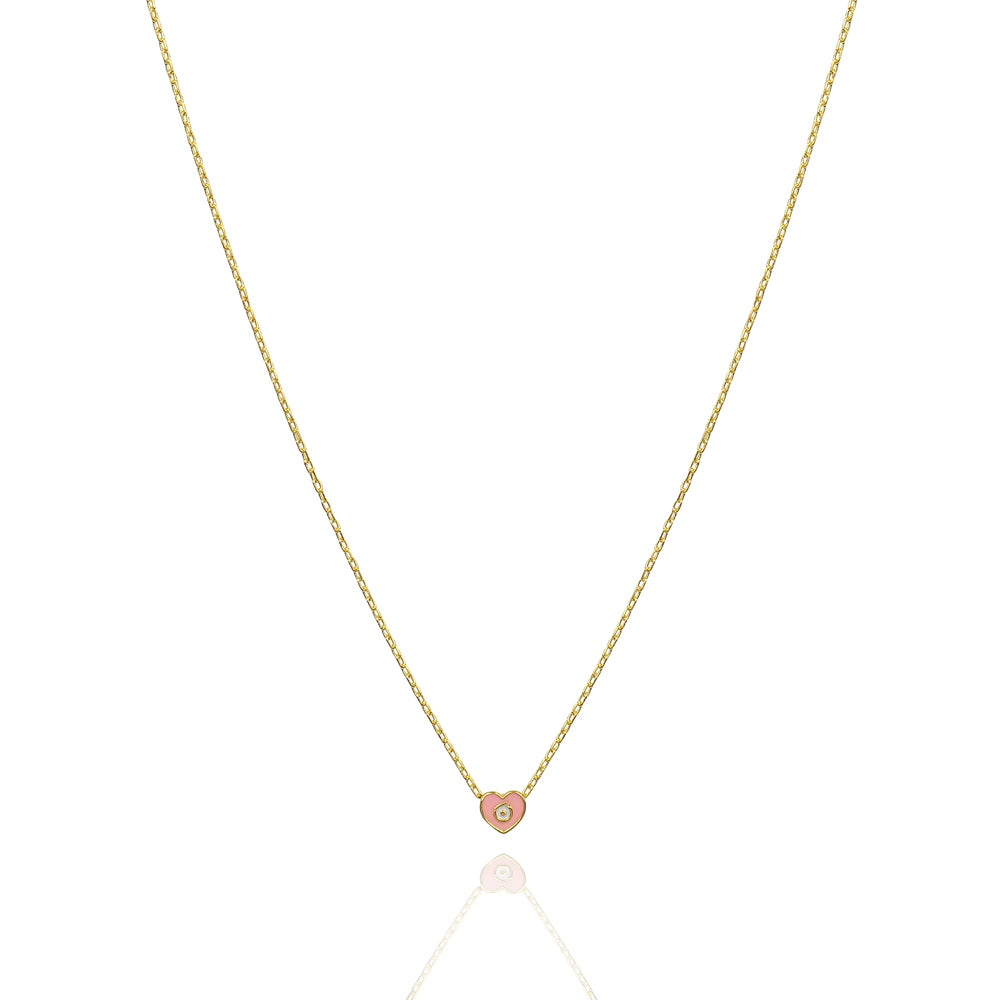 Heart and enamel eye necklace